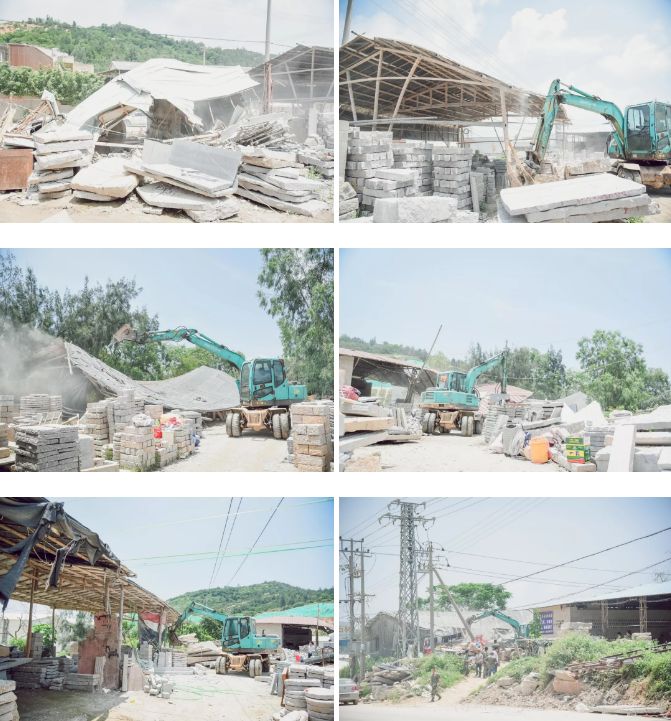南安市石井鎮(zhèn)“重拳出擊”：取締“三無”石材加工廠，拆除面積總計1670平方米