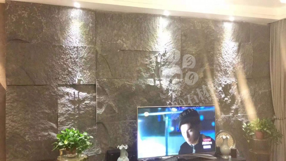芝麻黑等黑色石材自然面復(fù)古背景墻裝飾 中國(guó)風(fēng)的韻味 世界流行