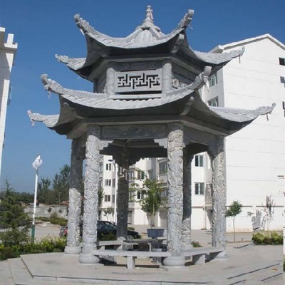 青石涼亭，石亭，八角亭，六角亭，單層石亭雙層石亭廠家直銷