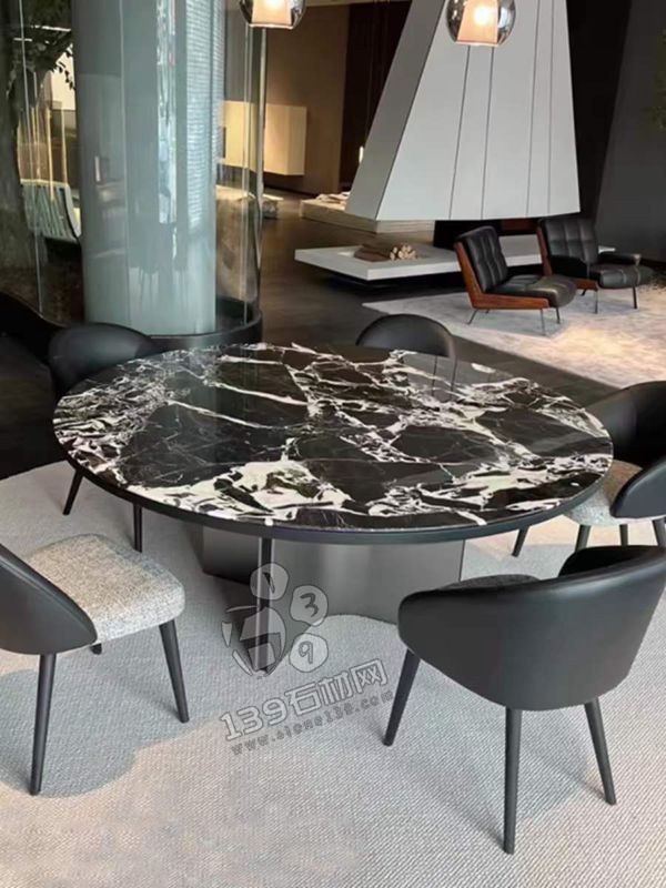 撿漏的特價(jià)寶格麗黑大理石餐桌圓桌